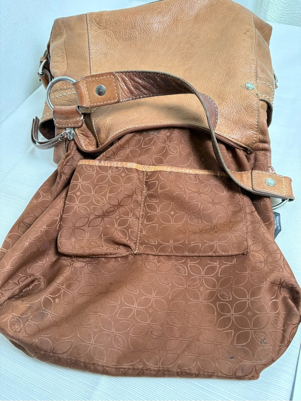 FOSSIL Vintage 90s Y2K RARE Leather Buckles Shoulder Hobo Bag Purse